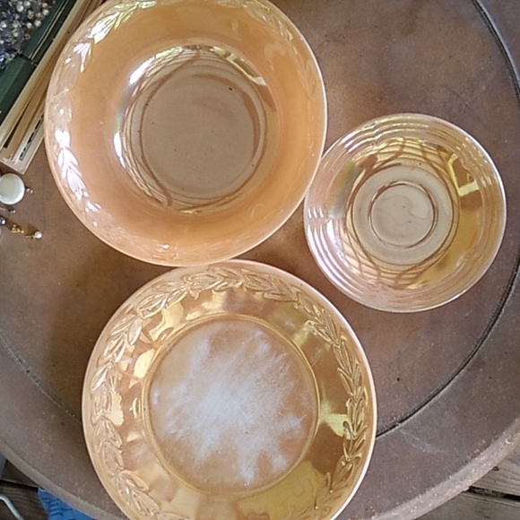Vintage Fire King amber carnivalware bowl plate saucer - Picture 1 of 8
